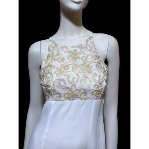 VTG 90s Prom Dress 6 Babydoll Halter Iridescent Formal Gown Minimalist Fairy